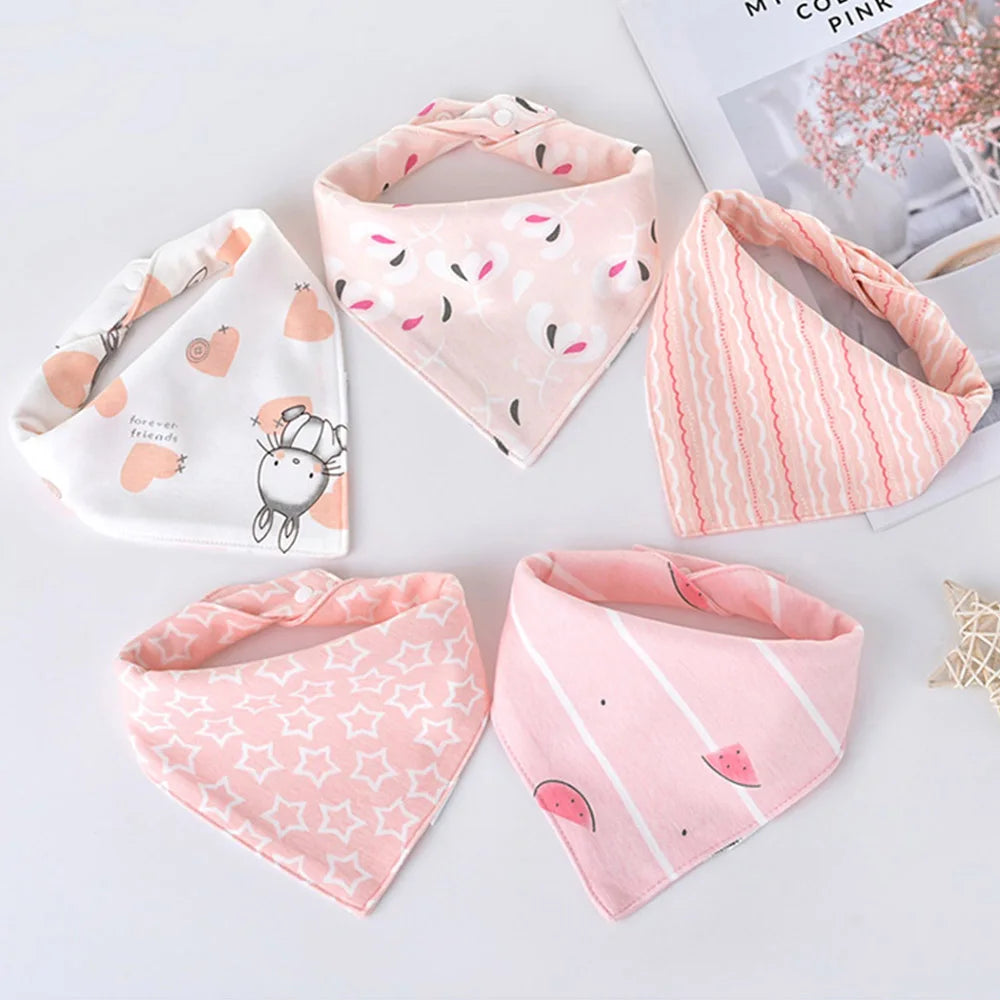 5pcs/lot Baby Bibs Triangle Double Cotton