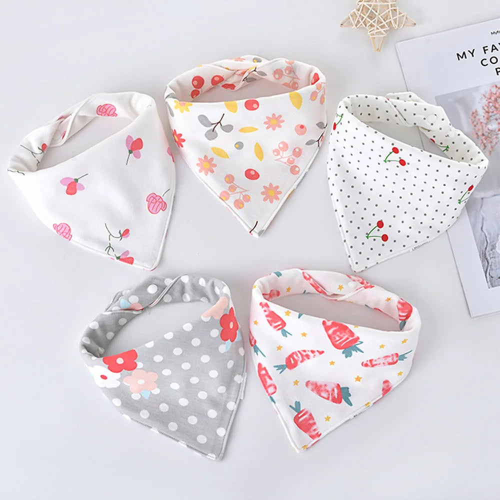 5pcs/lot Baby Bibs Triangle Double Cotton