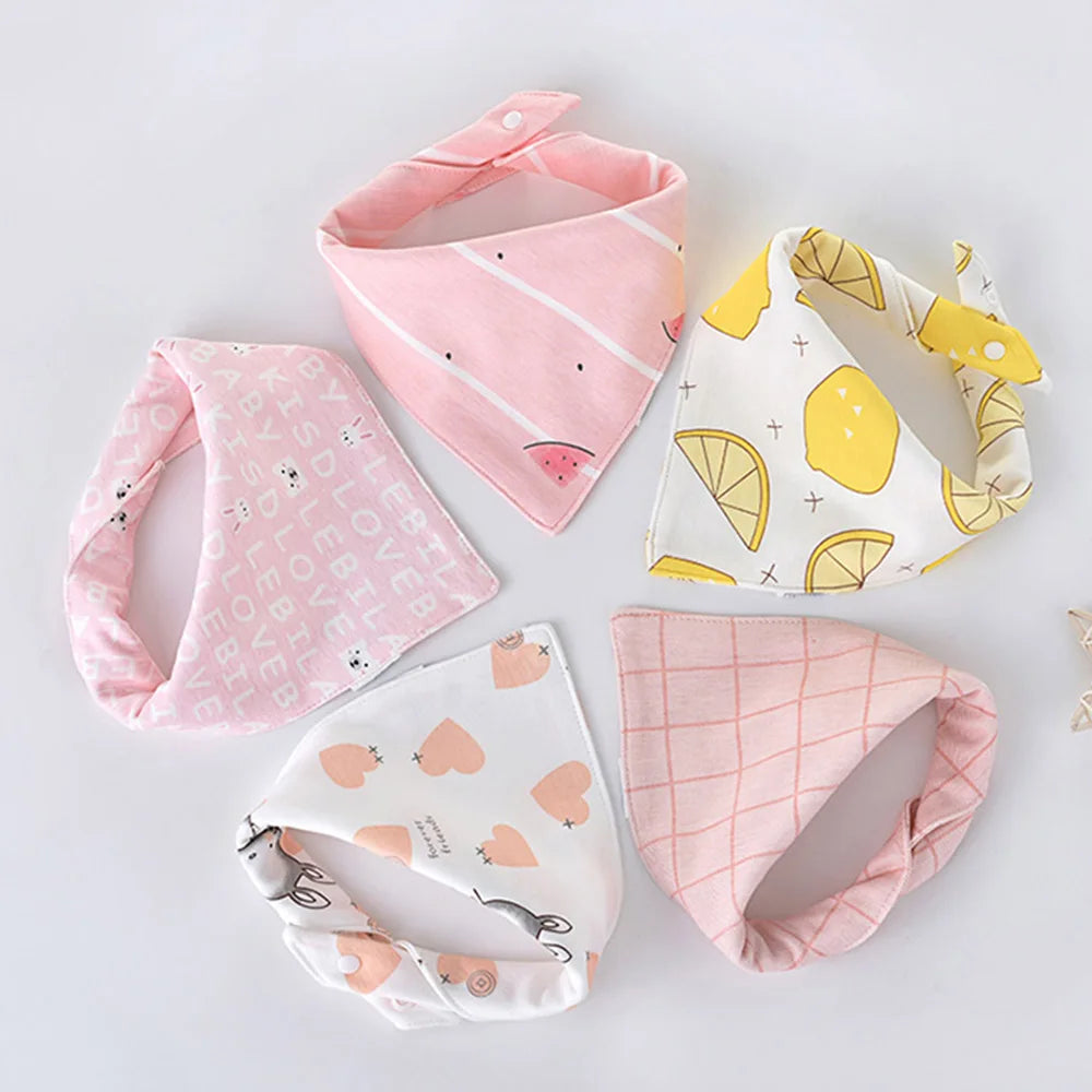 5pcs/lot Baby Bibs Triangle Double Cotton