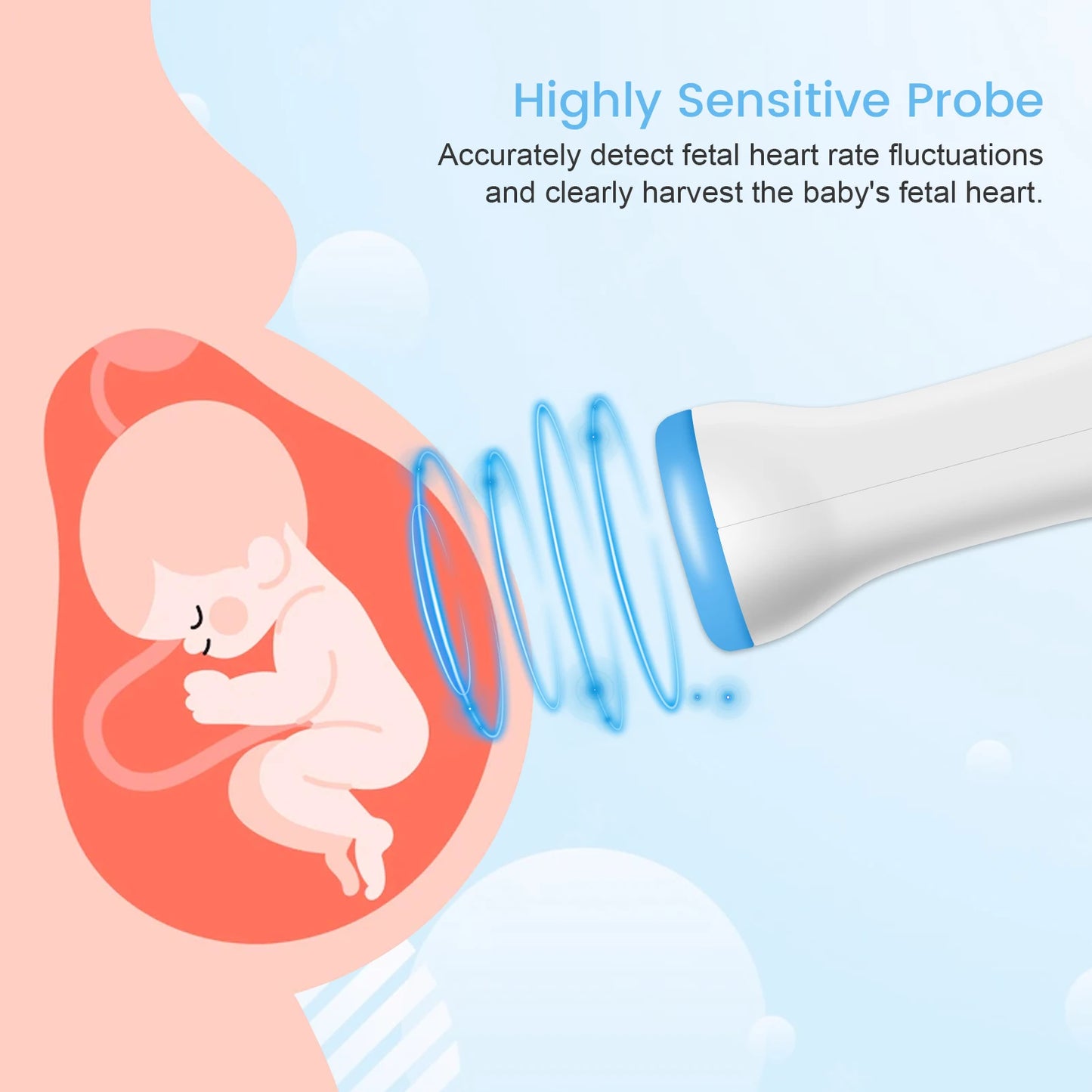 3MHz Ultrasound Baby Heart Rate Detector Pregnant