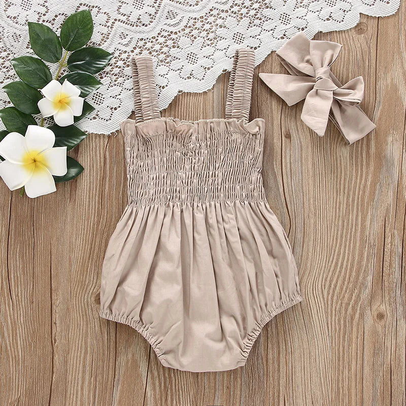 Baby Summer Jumpsuit Outfit with Headband