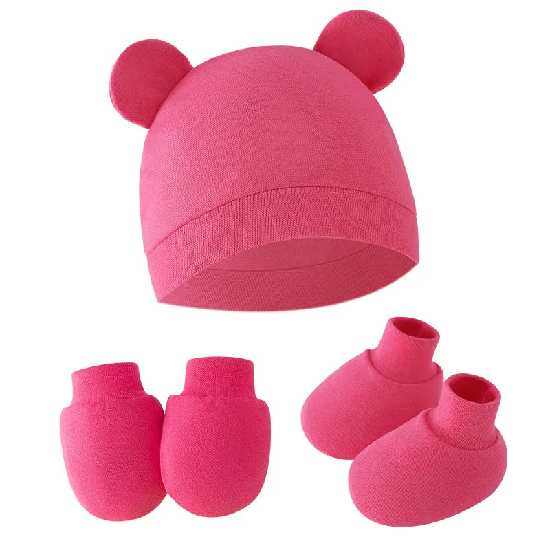 Cute Baby Hat, Bonnet, Gloves, and Socks Set