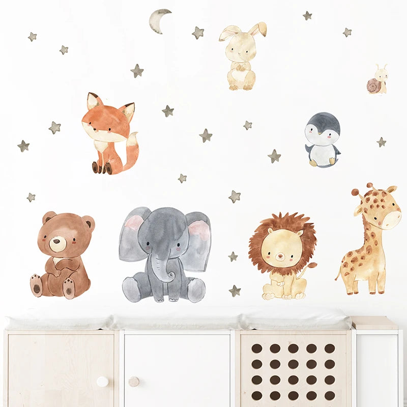 2PC Cute Cartoon Africa Animal Wall Stickers