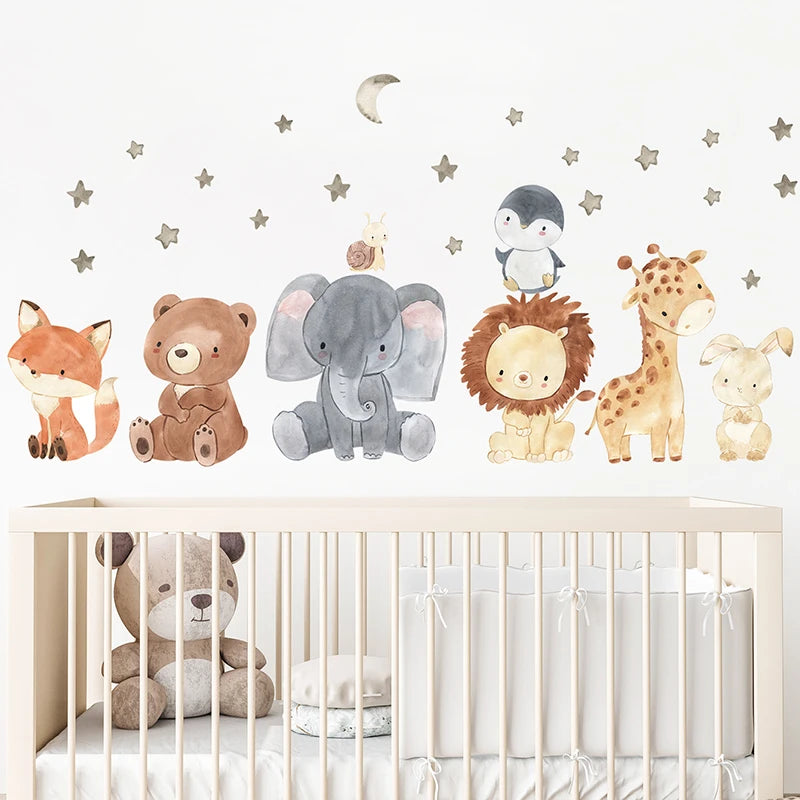 2PC Cute Cartoon Africa Animal Wall Stickers