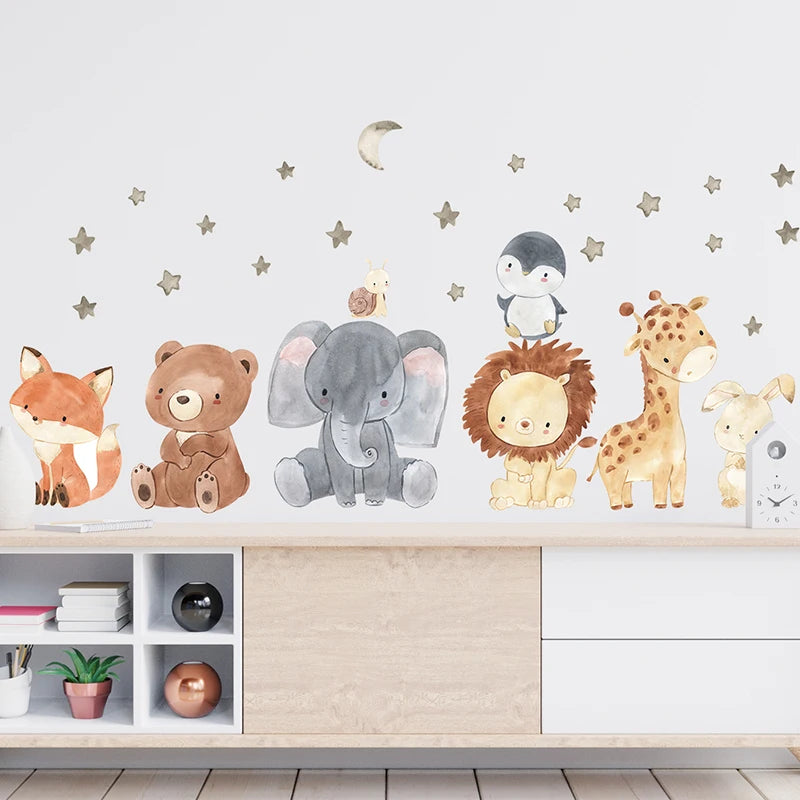 2PC Cute Cartoon Africa Animal Wall Stickers