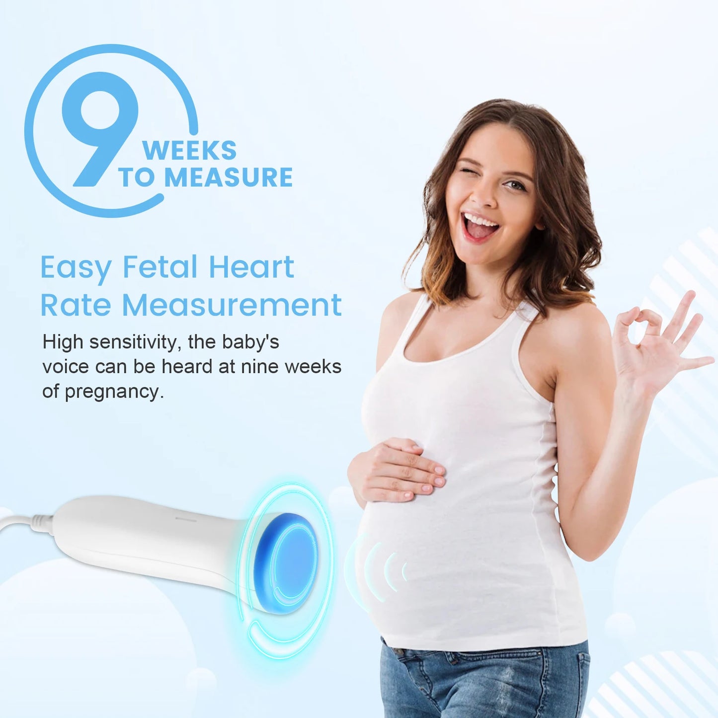 3MHz Ultrasound Baby Heart Rate Detector Pregnant