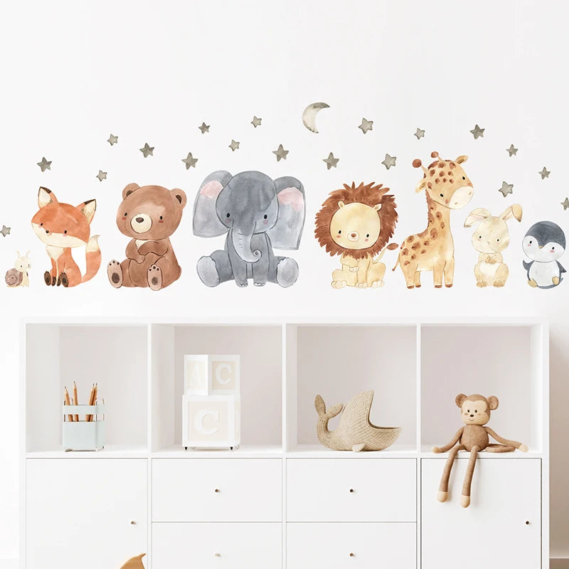 2PC Cute Cartoon Africa Animal Wall Stickers