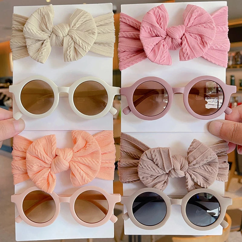 Hairband Round Sunglasses Set Baby Girls Sunglasses