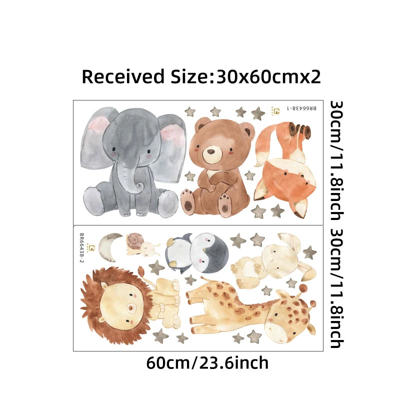 2PC Cute Cartoon Africa Animal Wall Stickers