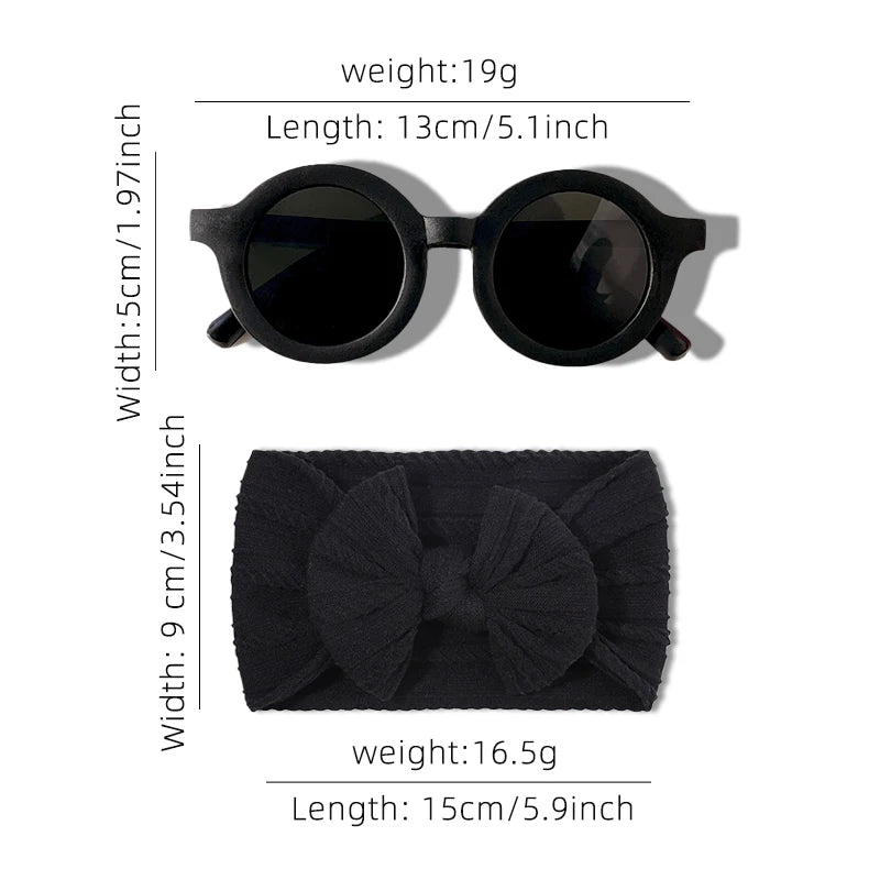 Hairband Round Sunglasses Set Baby Girls Sunglasses