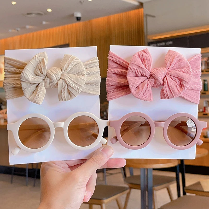 Hairband Round Sunglasses Set Baby Girls Sunglasses