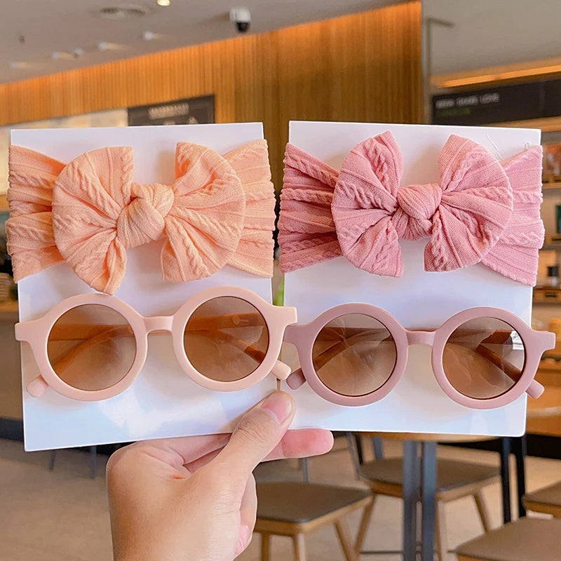 Hairband Round Sunglasses Set Baby Girls Sunglasses