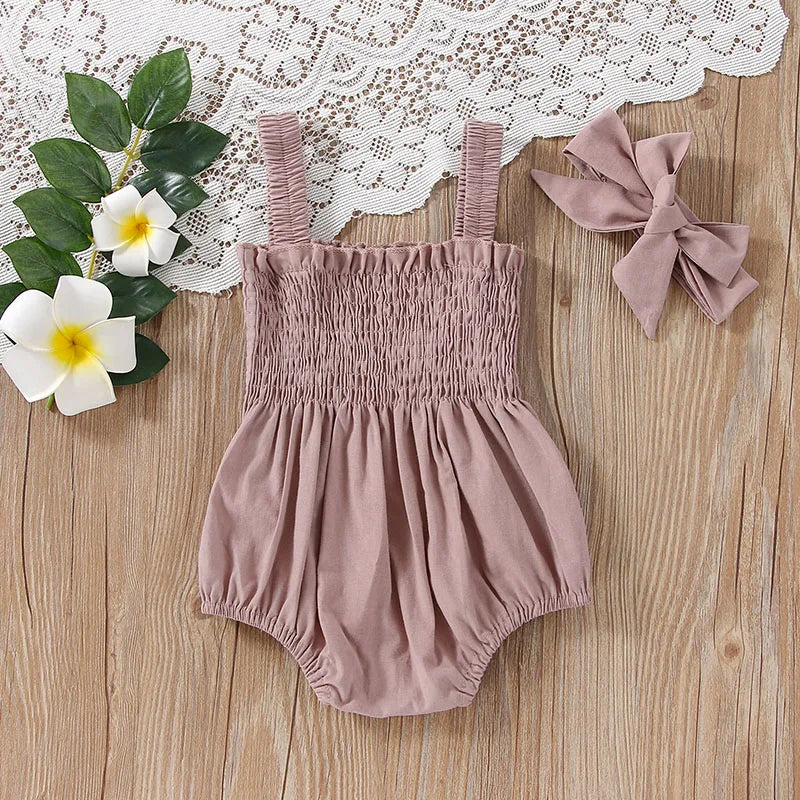 Baby Summer Jumpsuit Outfit with Headband