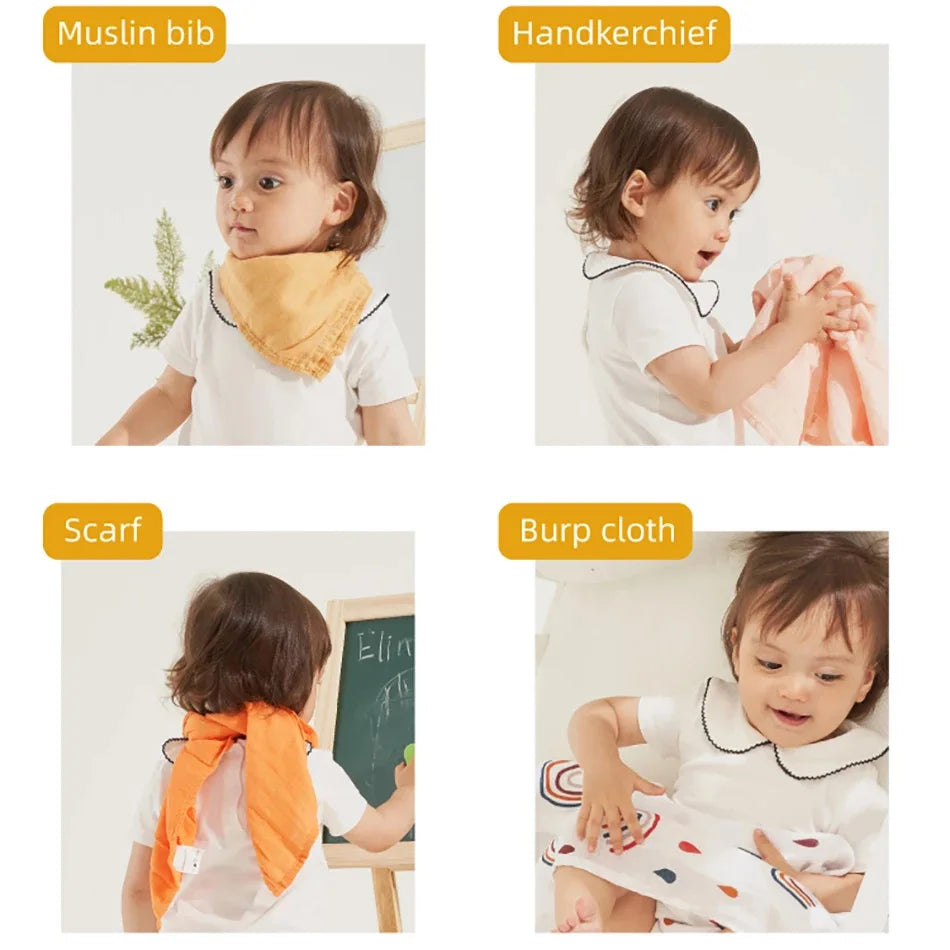 Bamboo Cotton Muslin Bibs and Burp Cloths