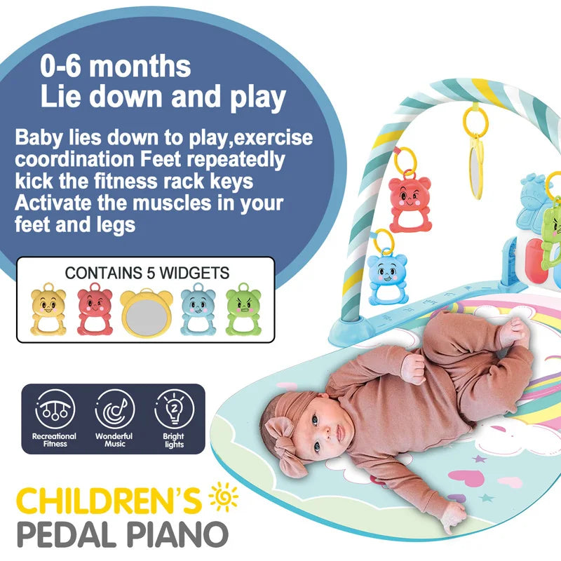 Baby Fitness Stand Music Play Toys Newborn Piano 0-36 Months