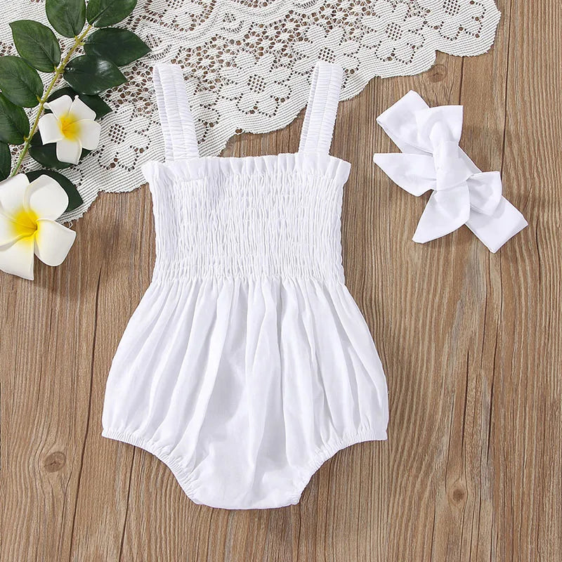 Baby Summer Jumpsuit Outfit with Headband