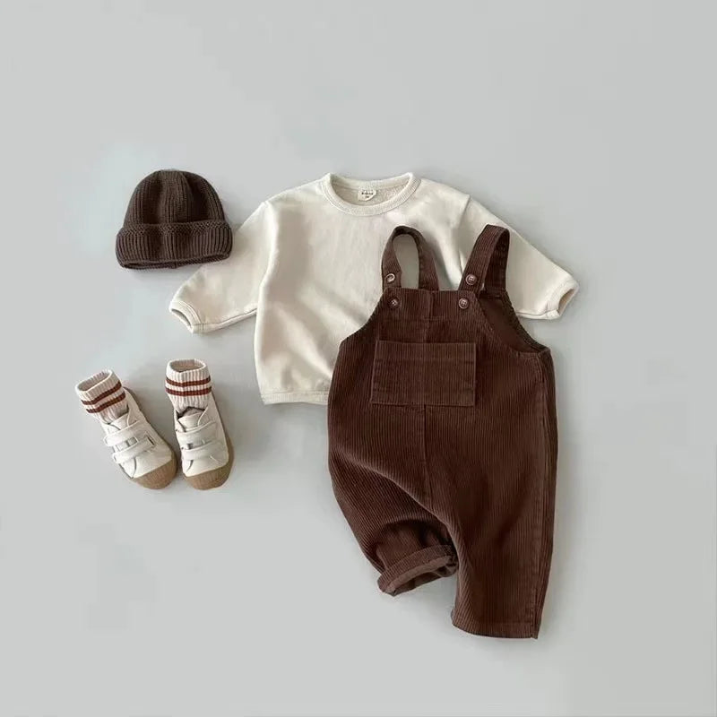 Corduroy Suspander Romper Kids Playsuit Jumpsuit