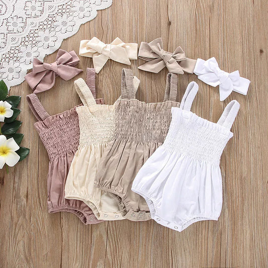 Baby Summer Jumpsuit Outfit with Headband