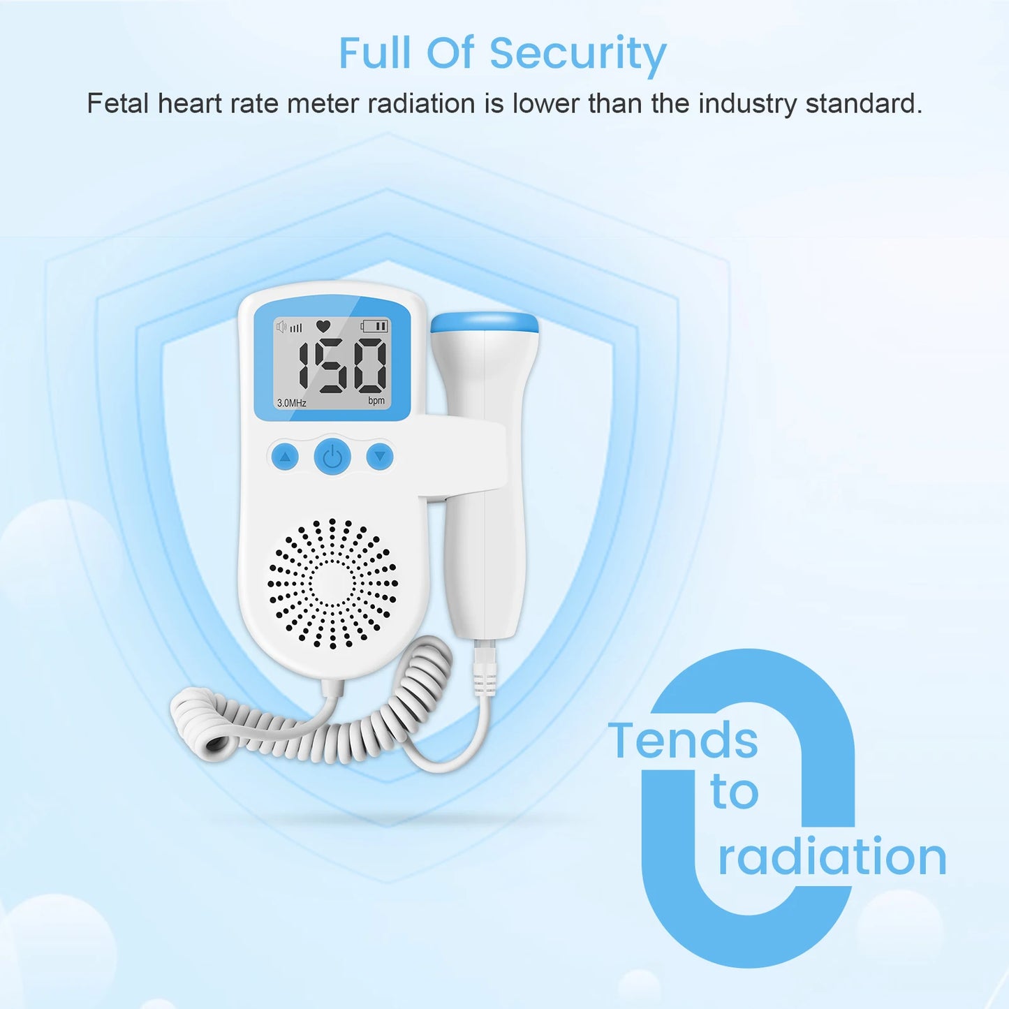 3MHz Ultrasound Baby Heart Rate Detector Pregnant